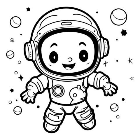 Cute cartoon astronaut in space suit. Vector illustration for co