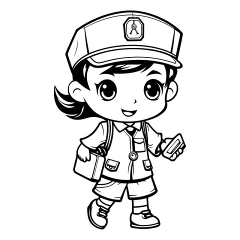 Coloring Page Outline Of Cartoon Police Officer Girl Coloring Bo