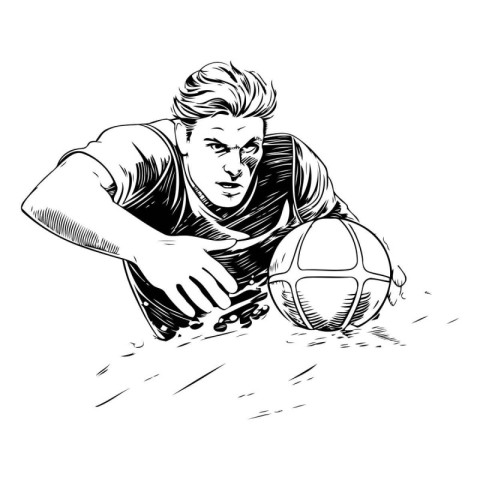 Soccer player with ball. Vector illustration of a soccer player.