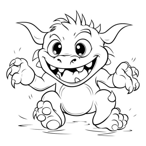 Cartoon Illustration of Little Devil Animal Character for Colori