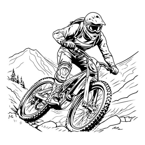 Mountain biker on the bike. Vector illustration ready for vinyl