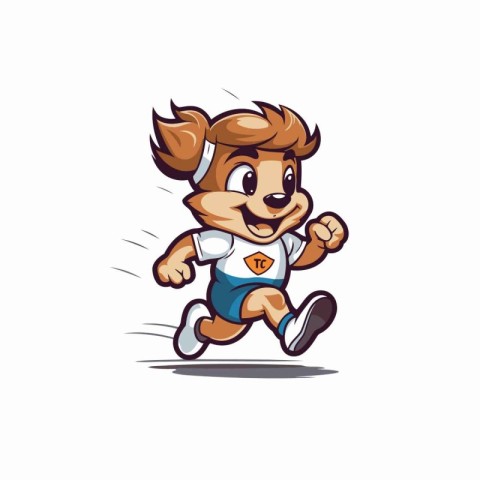 Running dog cartoon mascot. Vector illustration of a running dog