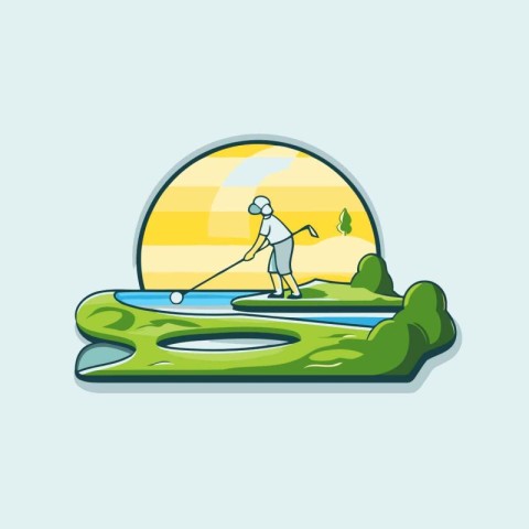 Golfer on the golf course. Vector illustration. flat design