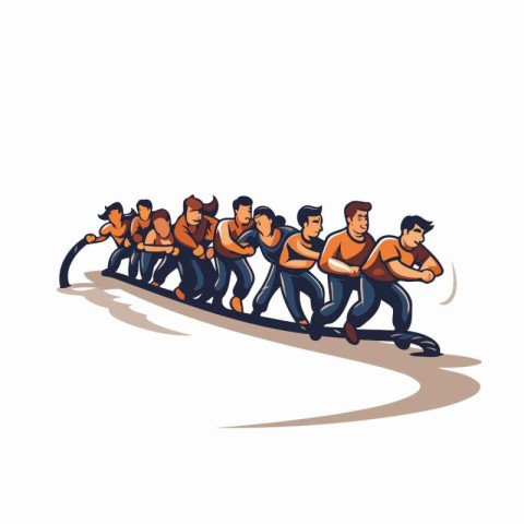 Group of men running in a race. cartoon vector illustration grap