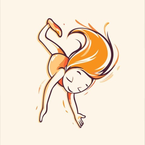 Cute girl dancing ballet. Vector illustration. Hand drawn sketch