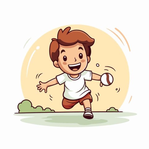 Cartoon boy playing baseball. Vector illustration of a boy playi