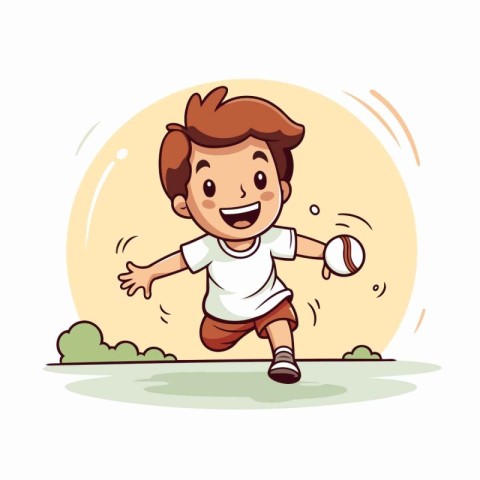 Cartoon boy playing baseball. Vector illustration of a boy playi