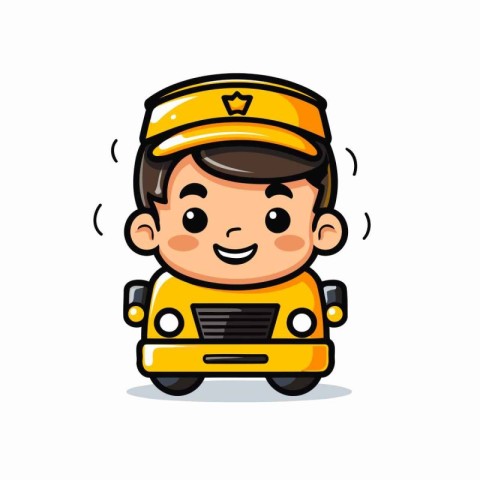 Cute taxi driver character design. Cute cartoon vector illustrat