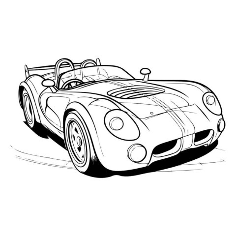 Vintage sports car on a white background. Hand drawn vector illu