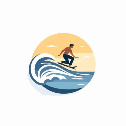 Surfing logo template. Surfer on the wave. Vector illustration