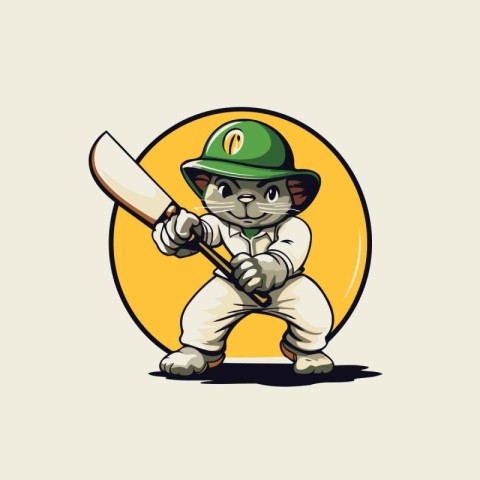 Cricket player with a bat and a knife. Vector illustration.