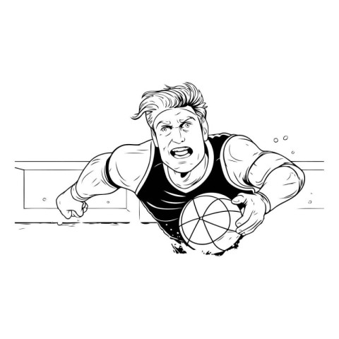 Basketball player in action. Vector illustration of a basketball