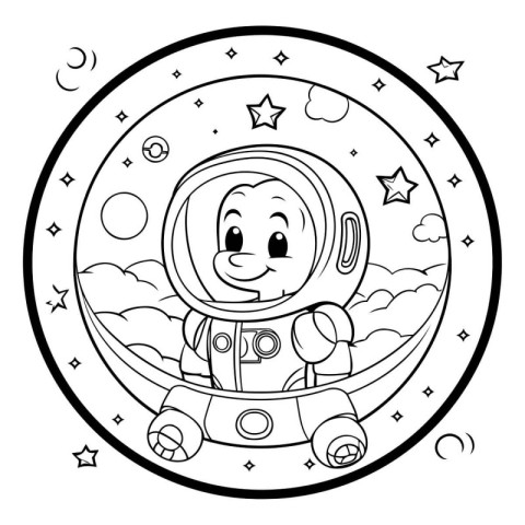 Coloring Page Outline Of Cartoon Astronaut With Moon And Stars