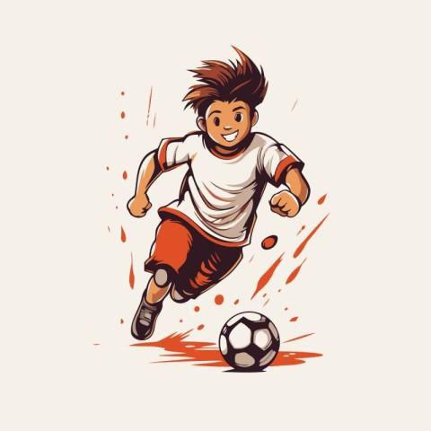 Soccer player kicking the ball. Vector illustration of a soccer