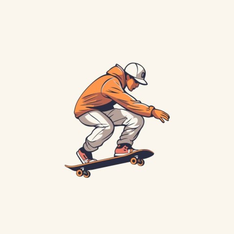 Skateboarder vector illustration. Skateboarder riding on a skate