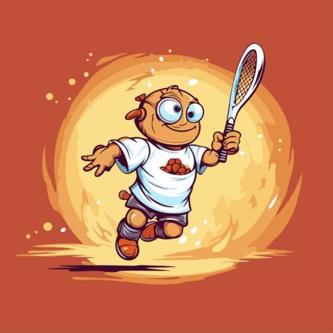 Vector illustration of a tennis player with a racket. Cartoon st