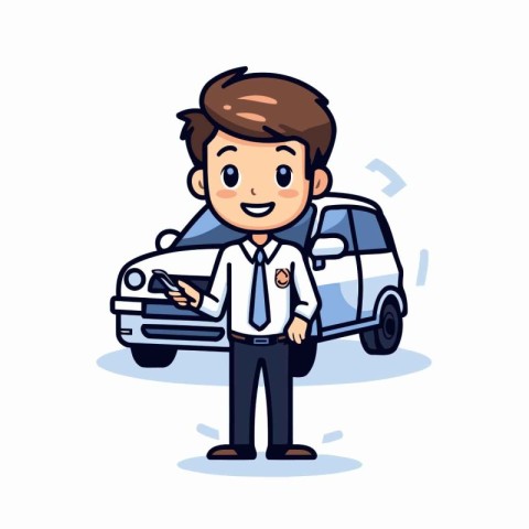 Businessman Car Accident - Vector Cartoon IllustrationÃ¯Â»Â