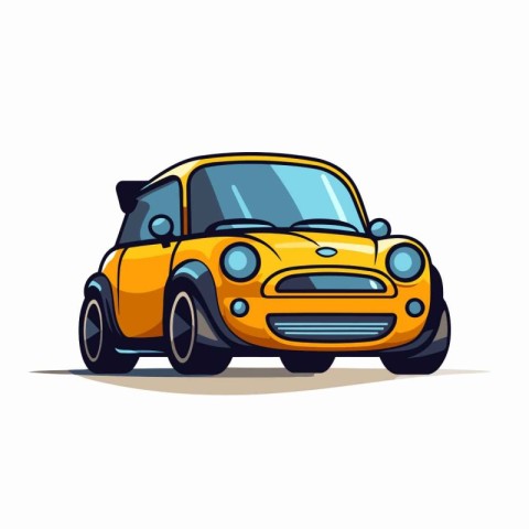 Retro yellow car isolated on a white background. Vector illustra