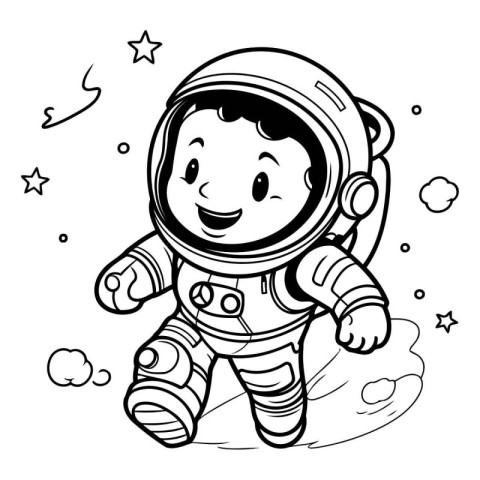 Illustration of a Kid Boy Wearing Astronaut Costume Coloring Boo