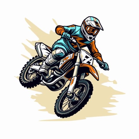 Motocross rider on a motorcycle. Vector illustration of a motocr