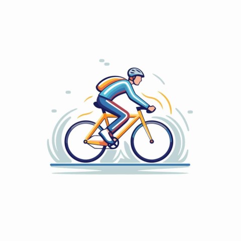 Cyclist rides a bicycle in the rain. vector illustration.