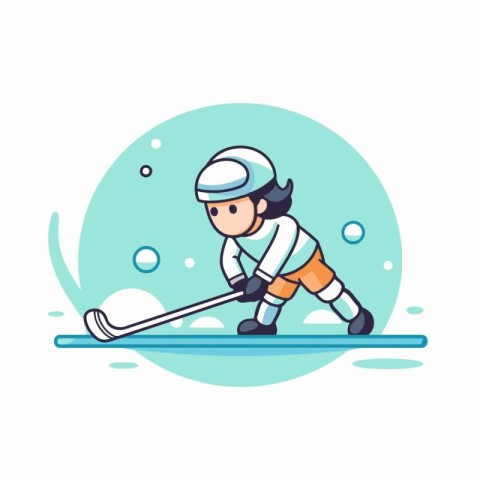 Ice hockey player. Flat style vector illustration. Sportsman in