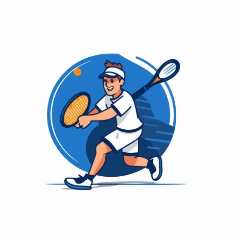 Tennis player with racket and ball. Vector illustration of a ten