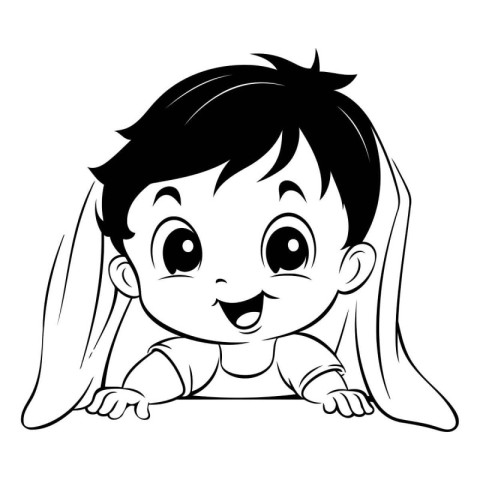 cute little girl smiling and looking up cartoon vector illustrat