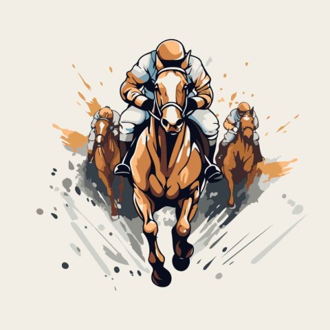 Horse riding jockey. Vector illustration of equestrian sport.