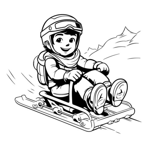 Skiing boy. sketch for your design. Vector illustration.