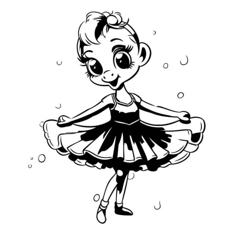 Cute ballerina in black and white. Vector illustration.