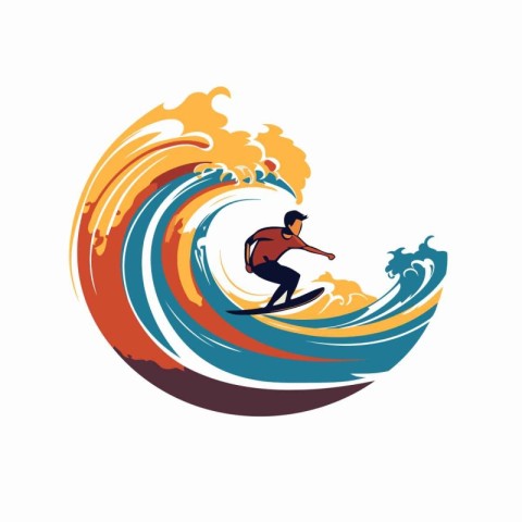 Surfer vector logo design template. Surfer in the waves.