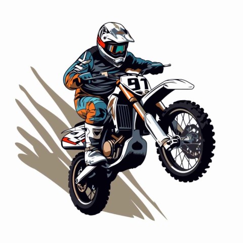 Motocross rider. Vector illustration of a motorcycle rider on a