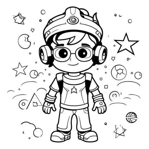 Coloring Page Outline Of Cartoon Astronaut Boy Vector Illustrati