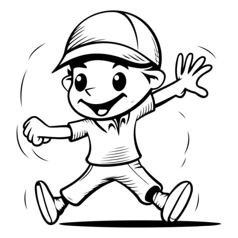 Cartoon Illustration of Kid Boy Playing Baseball Mascot Characte