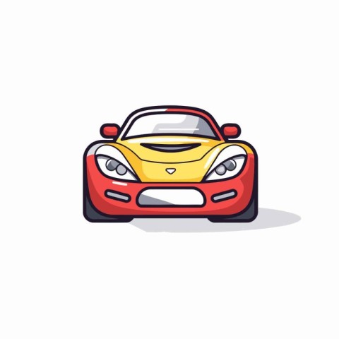 Cute cartoon sports car icon. Vector illustration on a white bac