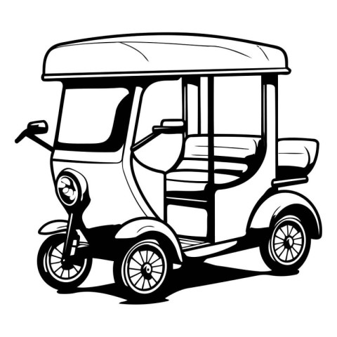 Tuk tuk car vector illustration isolated on a white background.