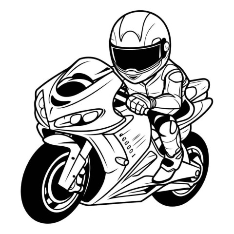 Motorcyclist in helmet riding a sports bike. Vector illustration