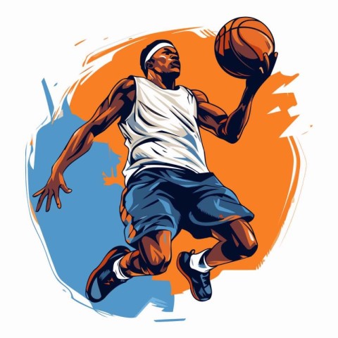 Basketball player with ball. Vector illustration of basketball p