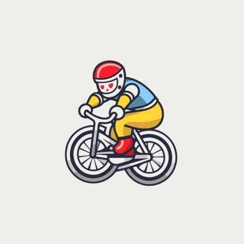 Biker icon. Vector illustration of a man riding a bicycle.