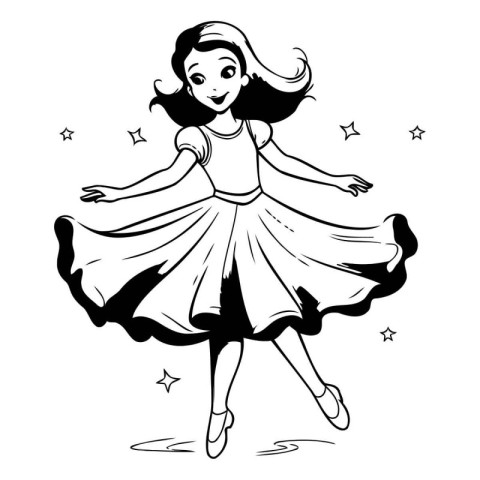 Beautiful girl ballerina in a tutu. Vector illustration.