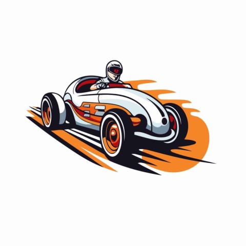 Vintage race car vector illustration. Retro race car design temp