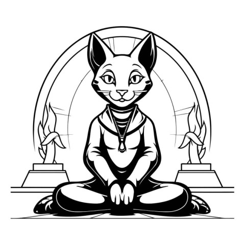 Vector illustration of a rabbit sitting in the lotus position an