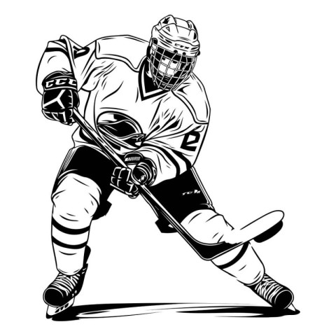 Hockey player. Vector illustration of a hockey player in action.