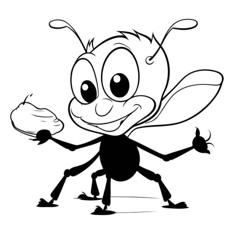 Illustration of a cartoon bee on a white background. vector illu