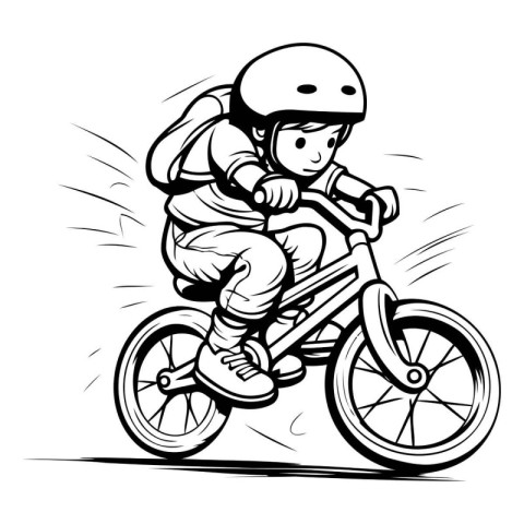 Cyclist in helmet riding a bicycle. Vector illustration ready fo