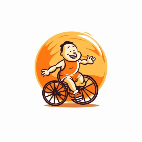 Wheelchair boy vector logo design template. Vector illustration