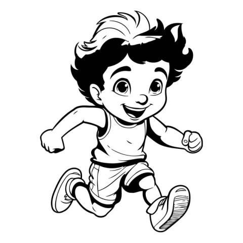 Vector illustration of a boy running. isolated on a white backgr