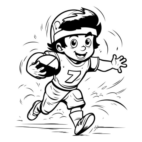 American football player running with ball. Vector illustration