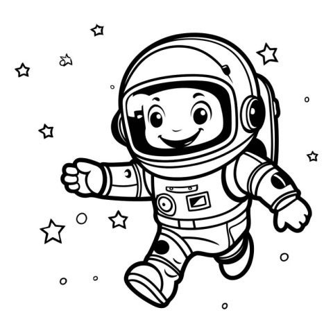 Vector illustration of Cute Cartoon astronaut in space suit. Col